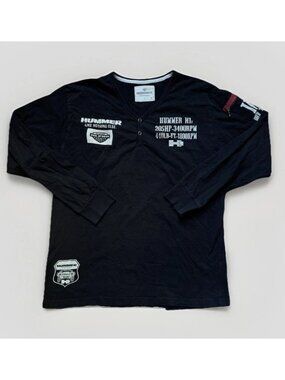 Mens Black Hummer Long Sleeved Henley T-Shirt 'Like Nothing Else'